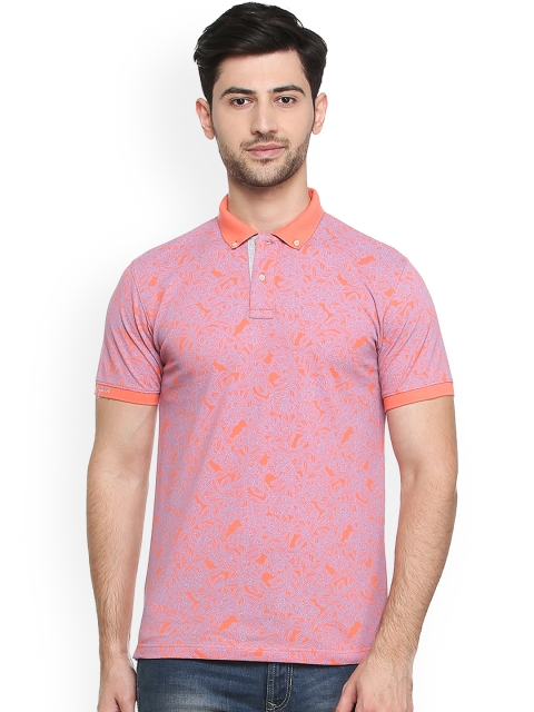 

Peter England Casuals Men Pink Printed Polo Collar T-shirt