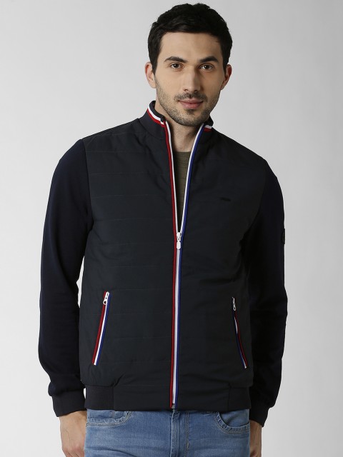 

Peter England Casuals Men Navy Blue Solid Bomber