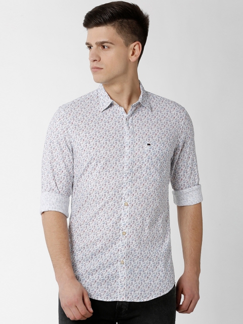 

Peter England Casuals Men White & Blue Slim Fit Printed Casual Shirt