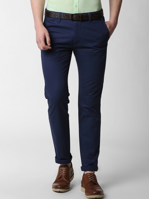

Peter England Casuals Men Blue Slim Fit Solid Regular Trousers