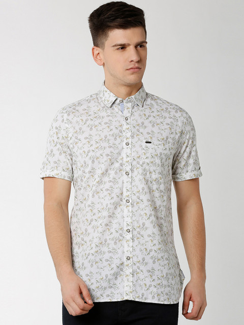 

Peter England Casuals Men White Slim Fit Printed Casual Shirt