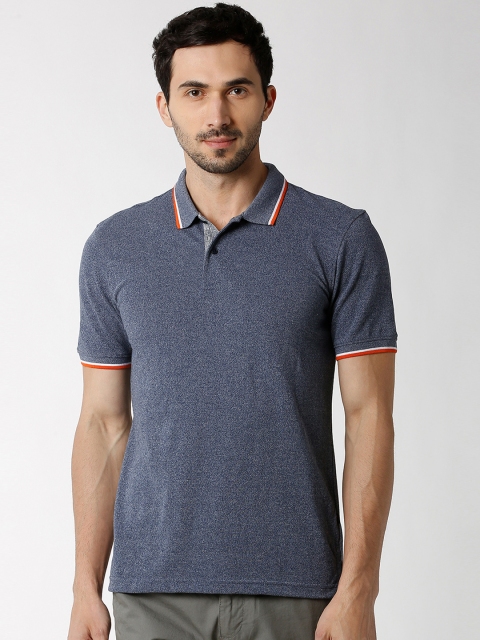 

Peter England Casuals Men Blue Solid Polo Collar T-shirt