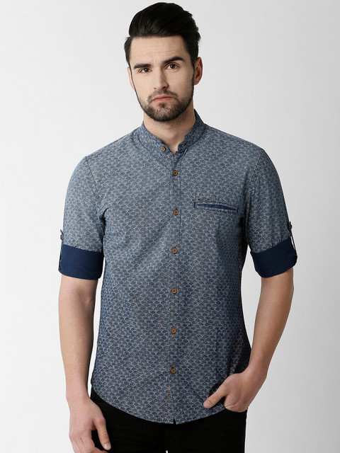 

Peter England Casuals Men Blue Slim Fit Printed Casual Shirt