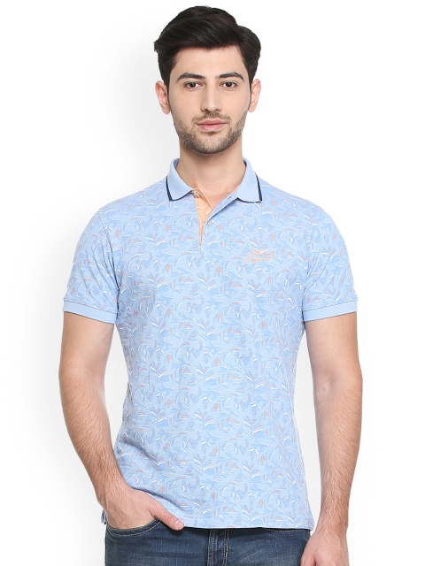 

Peter England Casuals Men Blue Printed Polo Collar T-shirt