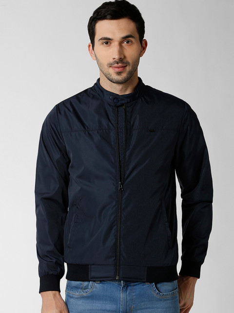 

Peter England Casuals Men Navy Blue Solid Bomber