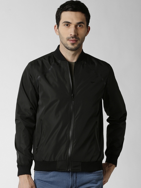 

Peter England Casuals Men Black Solid Bomber