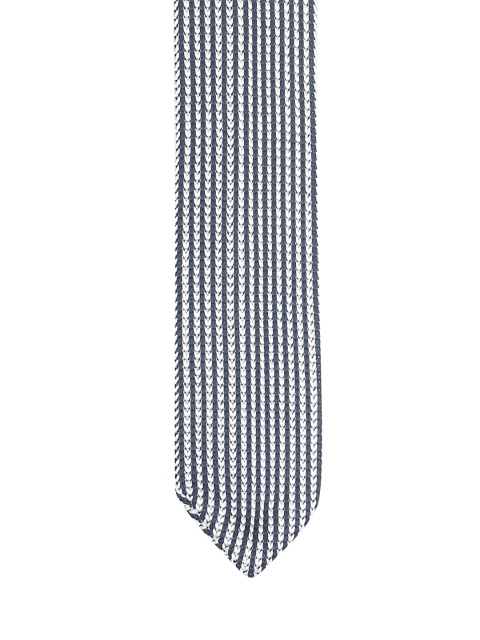 

V Dot Navy Blue & White Striped Broad Tie