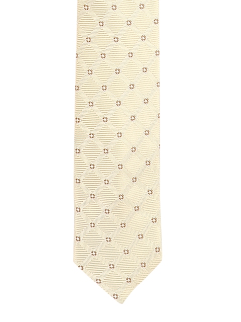 

V Dot Cream-Coloured Checked Broad Tie
