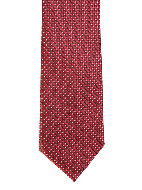 

Louis Philippe Red & Black Woven Design Broad Tie