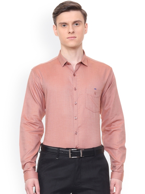 

V Dot Men Orange Slim Fit Self Design Formal Shirt