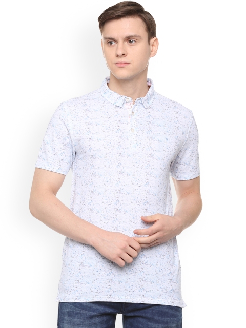 

V Dot Men Off-White Printed Polo Collar T-shirt