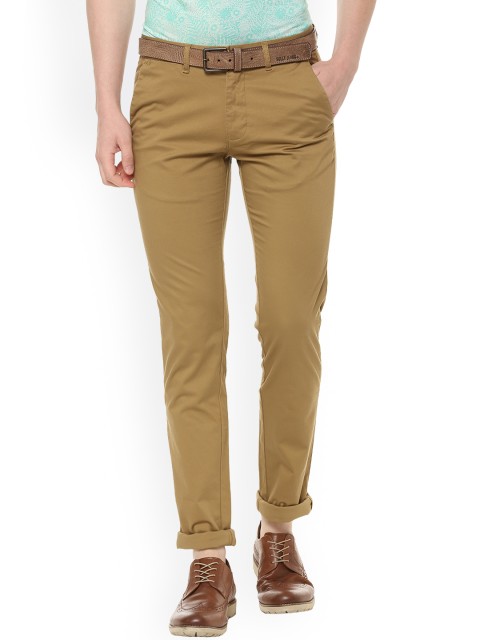 

V Dot Men Beige Slim Fit Solid Regular Trousers