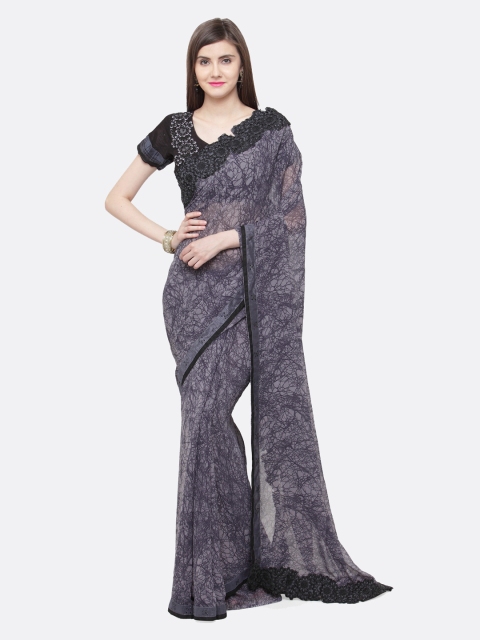 

Shaily Grey Printed Pure Georgette Saree