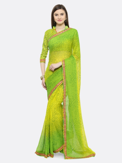 

Shaily Green Printed Pure Chiffon Saree