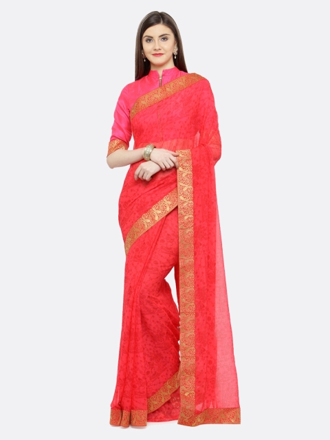 

Shaily Peach-Coloured Printed Pure Silk Saree
