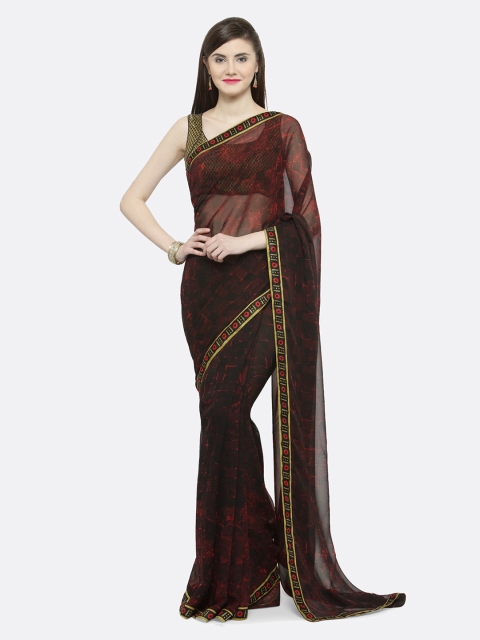 

Shaily Brown Printed Pure Georgette Saree