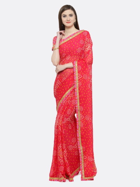 

Shaily Pink Pure Chiffon Printed Bandhani Saree