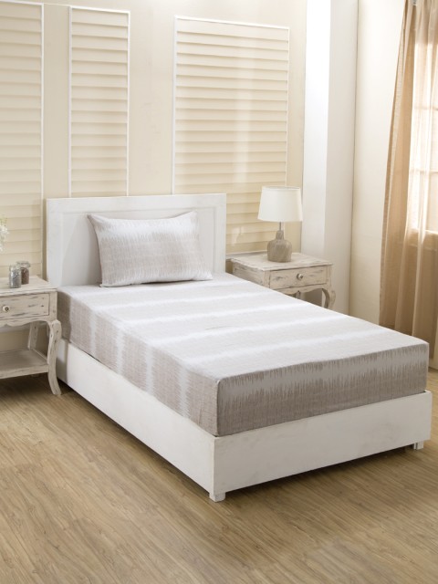 

MASPAR Brown & White Striped 210 TC Cotton 1 Single Bedsheet with 1 Pillow Covers