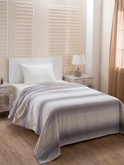 

MASPAR Grey Striped 325 GSM Single Bed Cover