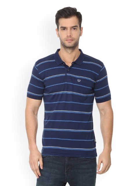 

Van Heusen Sport Men Blue Striped Polo Collar T-shirt