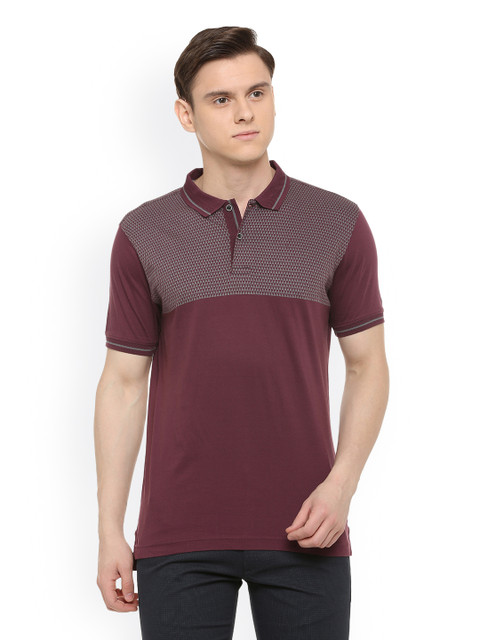 

Van Heusen Sport Men Maroon Printed Polo Collar T-shirt