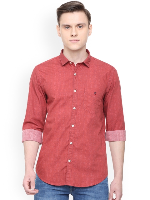 

Louis Philippe Men Red Slim Fit Self Design Casual Shirt