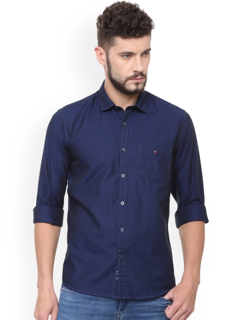

Louis Philippe Men Navy Blue Slim Fit Self Design Casual Shirt