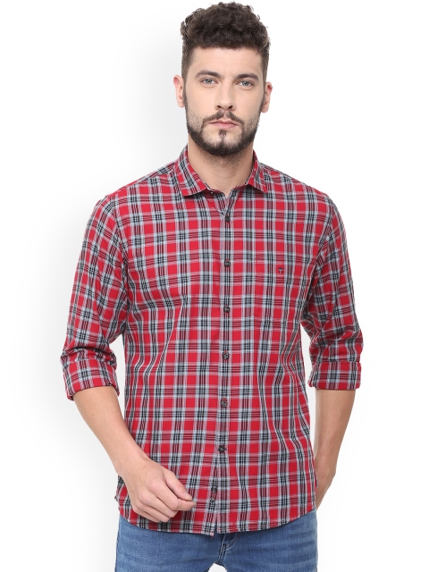 

Louis Philippe Men Red & Blue Slim Fit Checked Casual Shirt