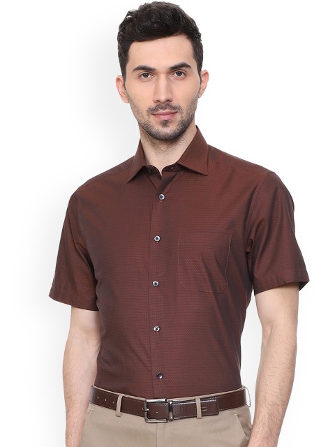

Louis Philippe Men Brown Regular Fit Self Design Formal Shirt