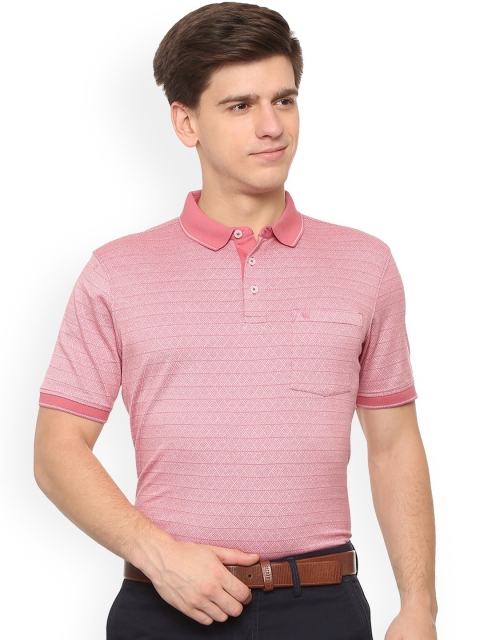 

Louis Philippe Men Pink Printed Polo Collar T-shirt