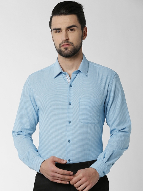 

Peter England Men Blue Slim Fit Self Design Formal Shirt