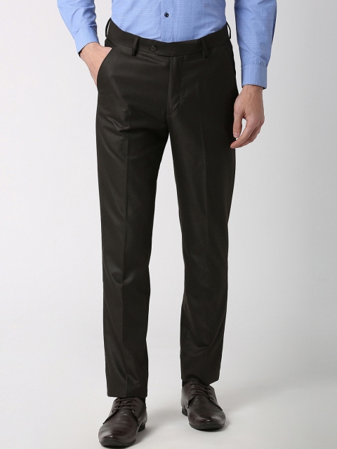 

Peter England Men Black Slim Fit Self Design Formal Trousers