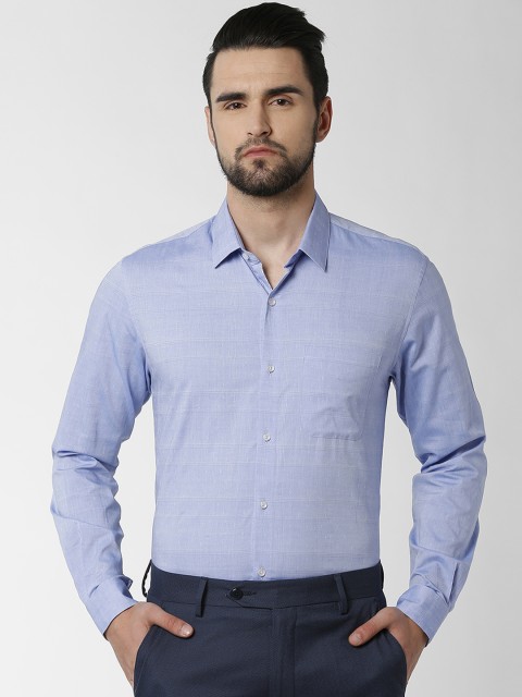 

Peter England Men Blue Slim Fit Self Design Formal Shirt