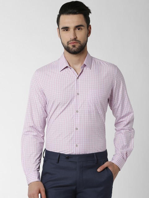 

Peter England Men Pink Slim Fit Checked Formal Shirt