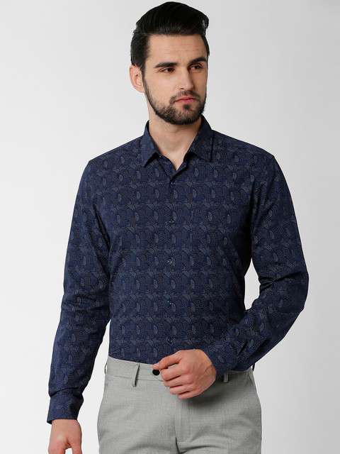 

Peter England Men Navy Blue Slim Fit Printed Formal Shirt