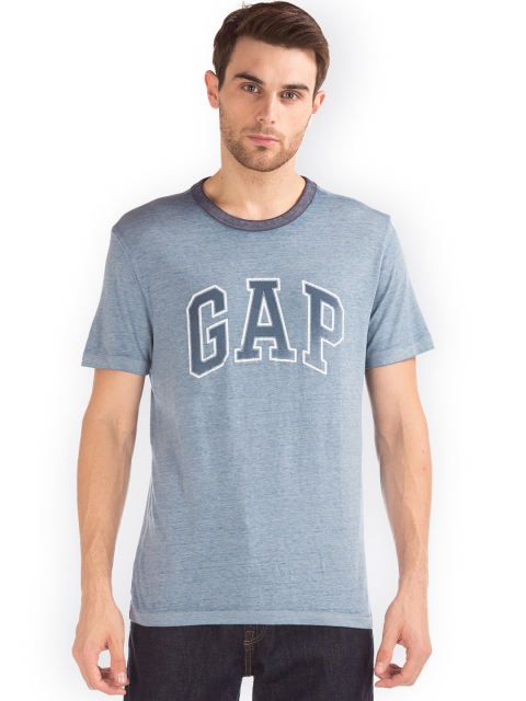

GAP Men Blue Round Neck Short Sleeve Printed T-shirt