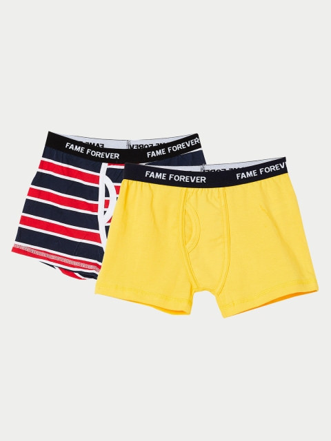 

Fame Forever by Lifestyle Boys Pack of 2 Striped Trunks 8903732683522, Yellow