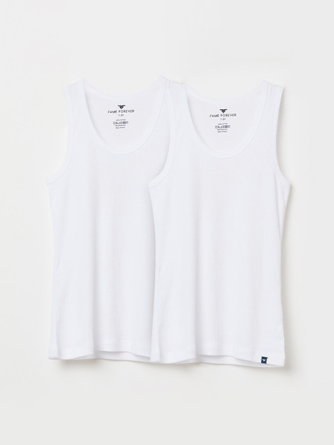 

Fame Forever by Lifestyle Boys Pack of 2 White Innerwear Vests