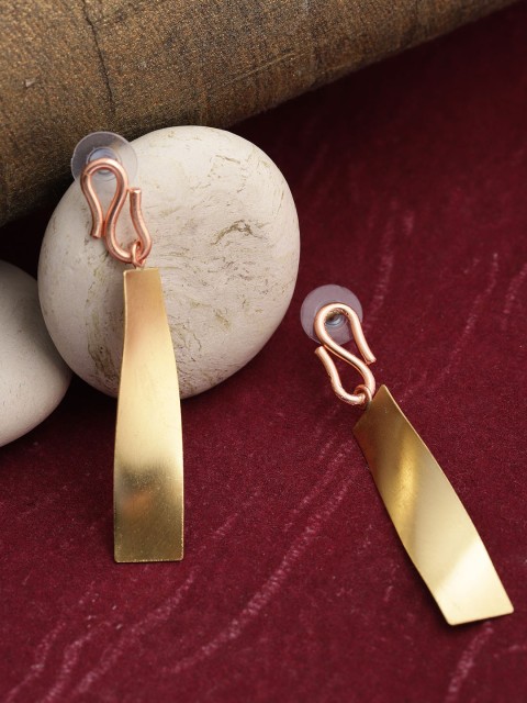 

PRITA Rose Gold-Toned Copper & Gold-Plated Handcrafted Contemporary Drop Earrings