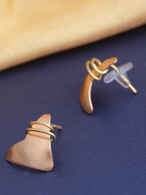 

PRITA Rose Gold-Toned & Gold-Toned Copper-Plated Handcrafted Geometric Studs