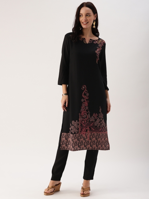 

IMARA Women Black Printed Kurta with Trousers