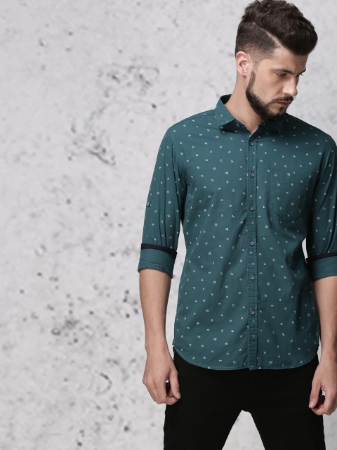 

Ecko Unltd Men Teal Regular Fit Printed Casual Shirt