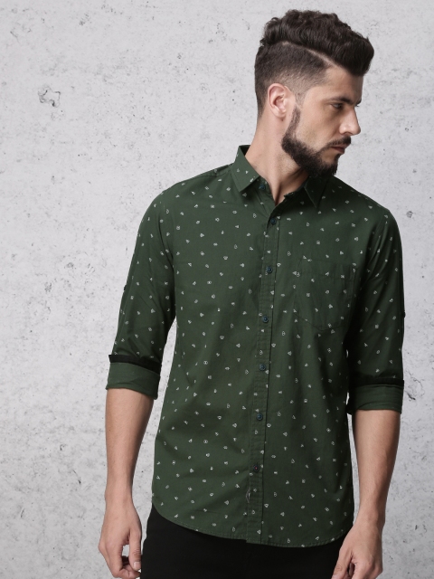 

Ecko Unltd Men Olive Green Regular Fit Printed Casual Shirt
