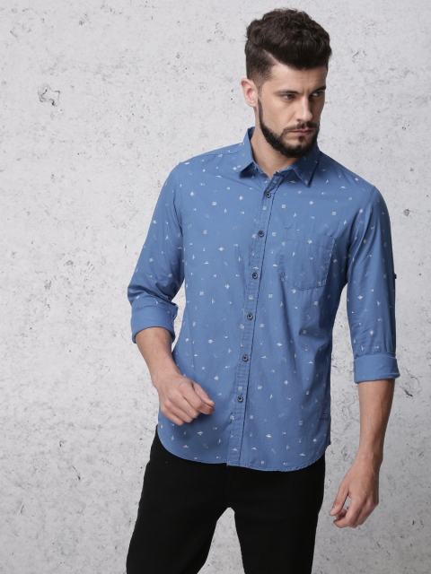 

Ecko Unltd Men Blue Regular Fit Printed Casual Shirt
