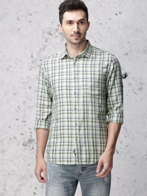

Ecko Unltd Men Olive Green & White Regualr Fit Checked Casual Shirt