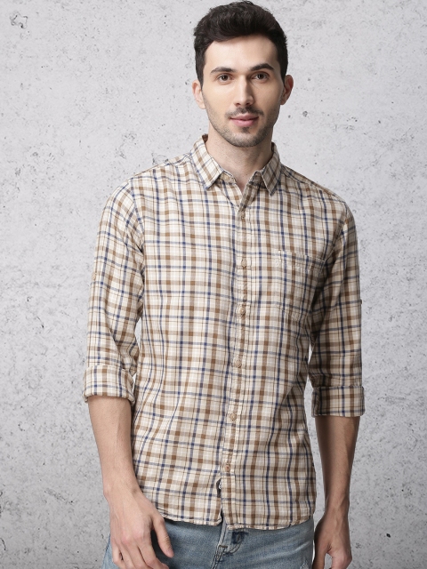 

Ecko Unltd Men Beige & Brown Slim Fit Checked Casual Shirt