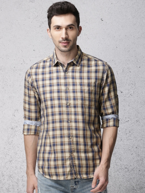 

Ecko Unltd Men Blue & Beige Slim Fit Checked Casual Shirt