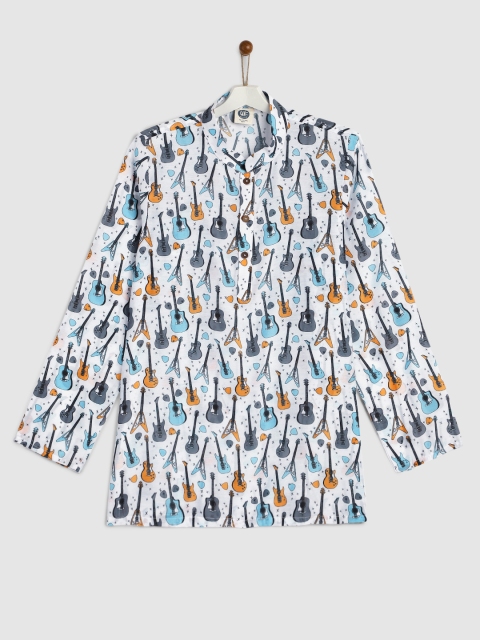 

YK Boys Multicoloured Quirky Print Straight Kurta, White