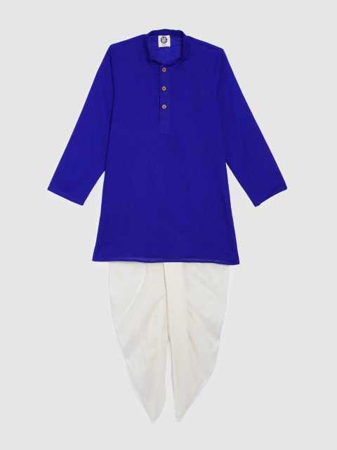 

YK Boys Blue & Off-White Solid Kurta with Dhoti Pants