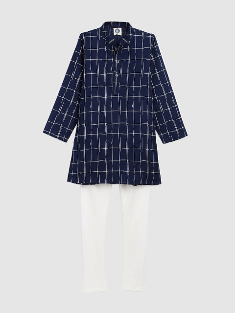

YK Boys Blue & Off-White Printed Kurta with Pyjamas